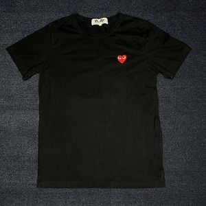 PLAY Comme Des Garcons Heart With Eyes Red Embroidered Patch Black Shirt